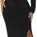 Women's Formal Dresses Elegant Long Sleeve Evening Party Dress Sexy One Shoulder High Split Cocktail Gowns, Large