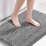 Chenille Bath Mat Thick Soft Absorbent for Bathroom, Microfiber Dries Quickly, Shaggy Washable Plush Durable Rug, Bathtub and Shower Floor, 21x30 Inch, Grey