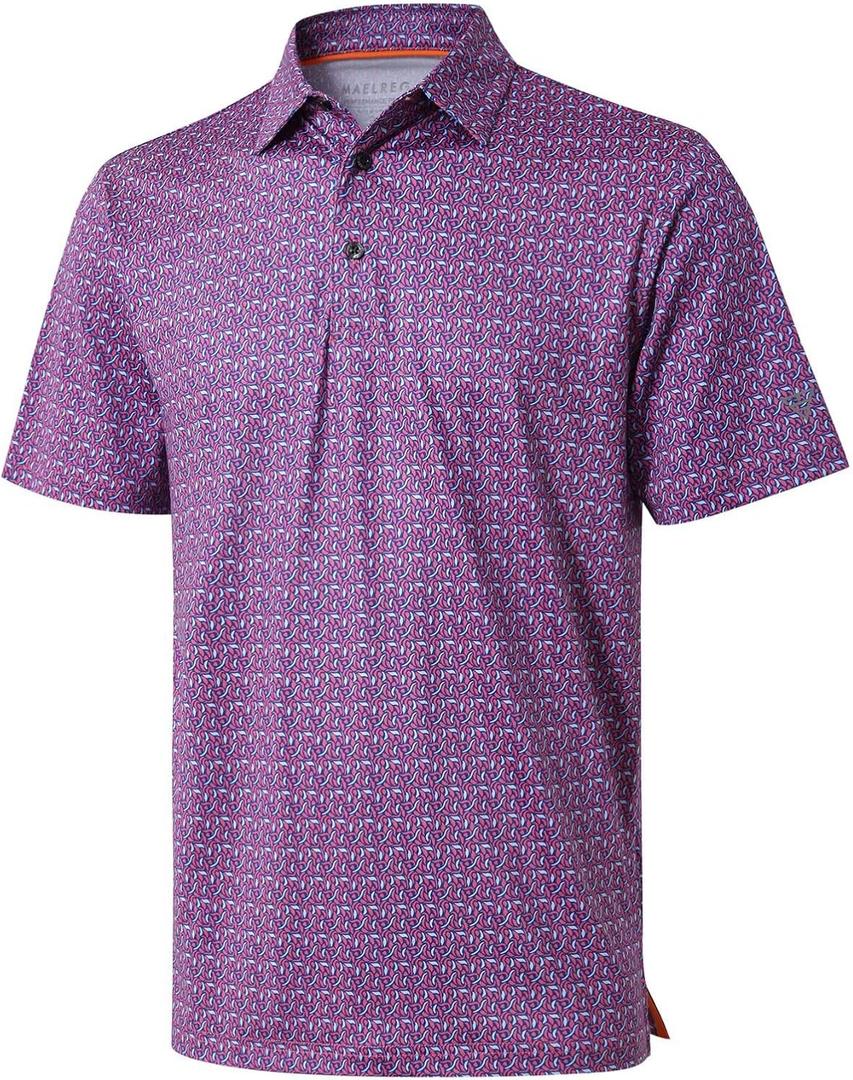Golf Shirts for Men Dry Fit Short Sleeve Print Performance Moisture Wicking Polo Shirt, 5XL