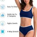 Beautikini Period Swimwear Sporty Two Piece Menstrual Swimsuits Leakproof Bikini Set Bathing Suits for Teen Girls Women (Blue, L)