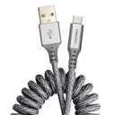 Ventev - Chargesync Helix Cable 14" USB A to USB C, Cloth Covered, Flexible Elastic Recoil Design, Fast Charging, Compatible with iPhone 16/16 Pro/15, MacBook, iPad Pro, Samsung Galaxy S25 - Gray (3ft)