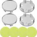 2 Inch Wheel Center Cap 4 Pack of 54mm Car Wheel Center Hub Covers Snap-in Plastic Rim Covers Hub Caps with 2 Inch 4 PCS Round Reflective Stickers Car Accessories Silver (Outer 54mm, Inner 49MM)