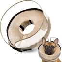 BARKLESS Dog Cone, Inflatable Dog Cone After Surgery for Small Medium Breeds, Soft Surgery Collar with Enhanced Anti-Licking Guard Shield for Pets, Patented Protective Donut Collar (M+ (Neck:11"-14"), Tan)