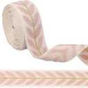 uxcell 3 Yards Jacquard Ribbon Trim, 0.98 Inch Leaf Pattern Jacquard Ribbons Decorative Fabric Woven Embroidery Trim for Sewing Handmade Crafts DIY Clothing Hat Bag Gift Wrap, Light Pink