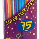 LaMi 75 Super Flex Straws, Plastic Assorted Colors, Packaging May Vary