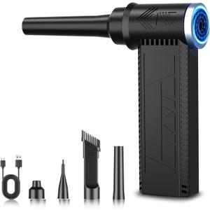 Meudeen Cordless Electric Air Duster: 120,000 RPM High-Speed 4-Speed Adjustable Blower, Rechargeable Battery-Powered Dust Cleaner for PC Keyboards, Electronics, Cars & Outdoor Use (Black)