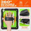 SEYMAC stock Case for iPad Pro 11-inch M5-M4 2025-2024, Shockproof Heavy Duty Case with Screen Protector, Pencil Holder, Rotating Stand, Hand Strap, Shoulder Strap, Green