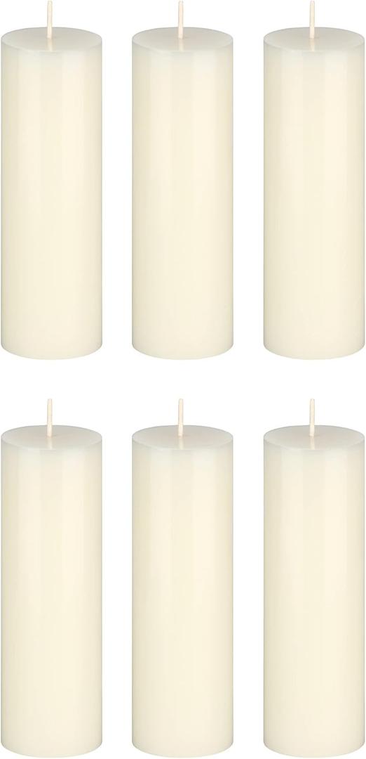Mega Candles 6 pcs Unscented Solid Ivory Pillar Candles, Hand Poured Premium Wax Candle 2 Inch x 6 Inch, Home Dcor, Spas, Weddings, Occasions, Party, Centerpieces, Holidays, Vigils, Prayers