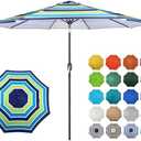 10FT Outdoor Patio Umbrella, Outdoor Table Umbrella, Yard Umbrella, Market Umbrella with 8 Sturdy Ribs, Push Button Tilt and Crank