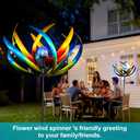 Solar Wind Spinner Outdoor Metal - Large Kinetic Garden Wind Spinners with Solar LED Lights, Waterproof Butterfly Yard Art Sculptures & Spinners for Patio, Lawn, Pathway, Backyard