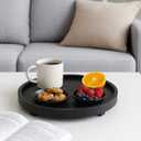 Black Decorative Wooden Tray for Kitchen Counter Bathroom Accessories Sink Vanity Trays Wood Riser Candle Pedestal Stand for Perfume Soap Trays Round Dining Coffee Table Small Rustic Home Decor Tray