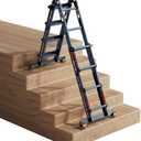 LANBITOU Ladder, A Frame 4 Step Ladder Extension, 14 FT Anti-Slip Multi Position Ladder, Storage Folding Ladder, 300 lbs Security Load Telescoping Aluminum Ladders for Stairs Home Indoor Outdoor Roof