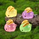 7 x 14 PCS Easter Mini Rabbits Bulk Resin Bunny Figurines for Miniature Landscape Garden Aquarium Potted Accessories Home Prank Game Dollhouse Decor