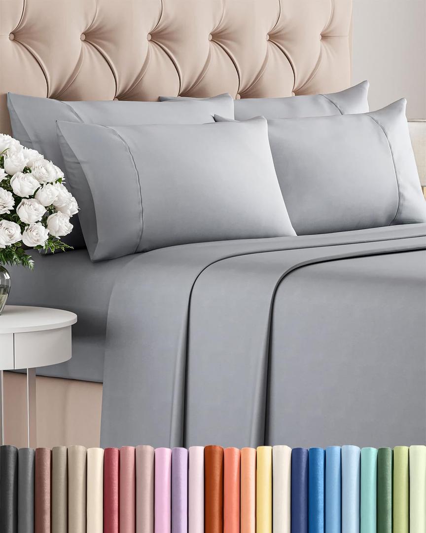 King 6 Piece Sheet Set - Comfy, Breathable & Cooling - Hotel Luxury Bedding for Women, Men, Kids, Teens & Children - 1 Flat & 1 Fitted Sheet & 4 Pillowcases w/ Deep Pockets - Wrinkle Free - Steel Blue