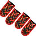 Evoio Cast Iron Skillet Handle Covers, Pot Handle Covers Heat Resistant, Heat Resistant Pan Pot Skillet Hot Handle Holder Sleeves Mitt Cover for Kitchen, BBQ and Baking Cookware (4-Pack Red Peppers)