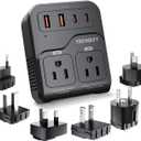 2000W Voltage Converter US to Europe, 220V to 110V Converter for Hair Dryer, 7-in-1 European Travel Plug Adapter with 3AC/2USB-A/2USB-C (Black)