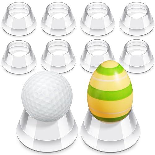 Yookeer 10 Pieces Round Cone Easter Eggs Display Holder Decorative Golf Ball Display Stands Baseball Sphere Cups Reversible Transparent Invisible Holder for Family, Easter Party, Show Your Eggs