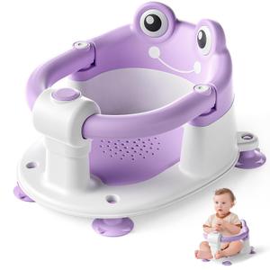 Baby Bath Seat for Babies 5-10 Months & up Non-Slip Toddler Bath Seats for Sitting Up Infant Bathtub Chair with Suction Cups and Soft Cushion for Baby Shower Tub Seat (Purple)