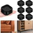 shouwuhho 6 Pack Furniture Risers Adjustable Bed Risers Heavy Duty Lifts Height 1", Square Stackable Bed Risers 1, 2 or 3 Inch for Desk Leg Table Couch Sofa Chair Bed Frame Legs Dorm, Black