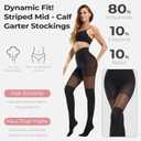 Faux Thigh High Tights for Women - Fishnet Gothic Pantyhose, High Waist Over-The-Knee Goth Leggings (Black)