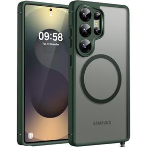 TOCOL Magnetic for Samsung Galaxy S25 Case, Upgraded Full Camera Protection, Compatible with Magsafe, Drop Protection Slime Clear Back Cover for Samsung Galaxy S25 6.2Inch (Alpine Green)