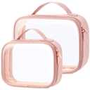 PACKISM Valentines Day Gifts for Him Her - TSA Approved Toiletry Bag - 180° Large Opening Clear Makeup Bags with Handle, Clear Toiletry Bags for Traveling Travel Essentials, Rose Pink