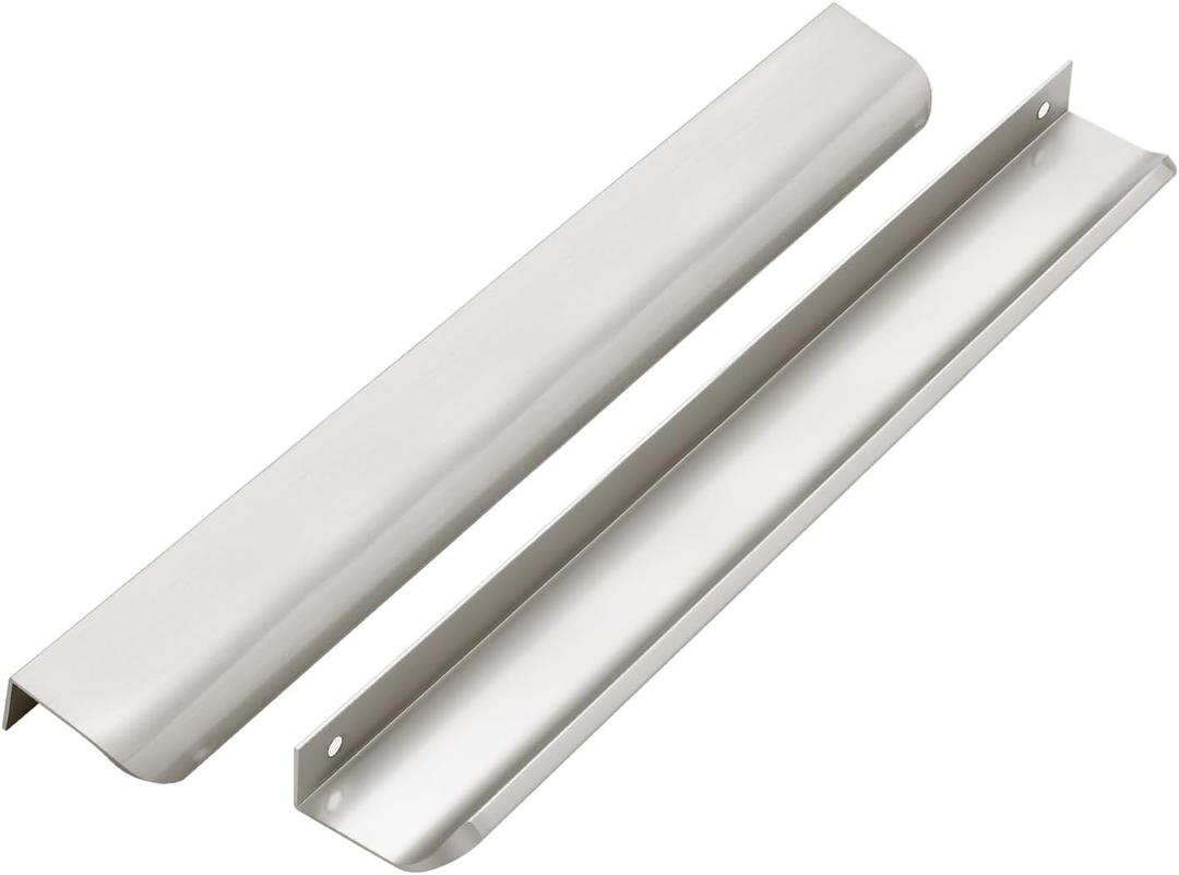 Ravinte 6 Pack Cabinet Handles Finger Edge Pulls 300mm/11.8 inch Silver Drawer Edge Pulls Brushed Nickel Finger Pulls for Cabinets Concealed Handles