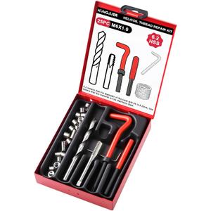 Metric Thread Repair Insert Kit, M6X1.0mm helicoil Thread Repair kit with HSS Drill Bits, Rethreading Inserts Tool Set for Damaged Thread Repairing with Carry Case