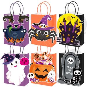 Eersida 18 Pack Ghost Halloween Paper Gift Bags with Handles 3D Cute Ghost Stickers Favors Goodie Candy Treat Bags for Halloween Boo Party Supplies