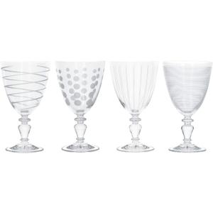 MIKASA Cheers Wine Goblets, Crystal Wine Glasses, Silver Design, 340ml, Set of 4 MIKASA Cheers Wine Goblets, Crystal Wine Glasses, Silver Design, 340ml, Set of 4