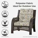 Outdoor Tufted High-Back Chair Cushions, One-Piece Hinged Seat and Back Design, Reversible with 4 Ties, Durable Polyester Fabric, Recycled Fiber Fill - Set of 2, Arctic Paisley