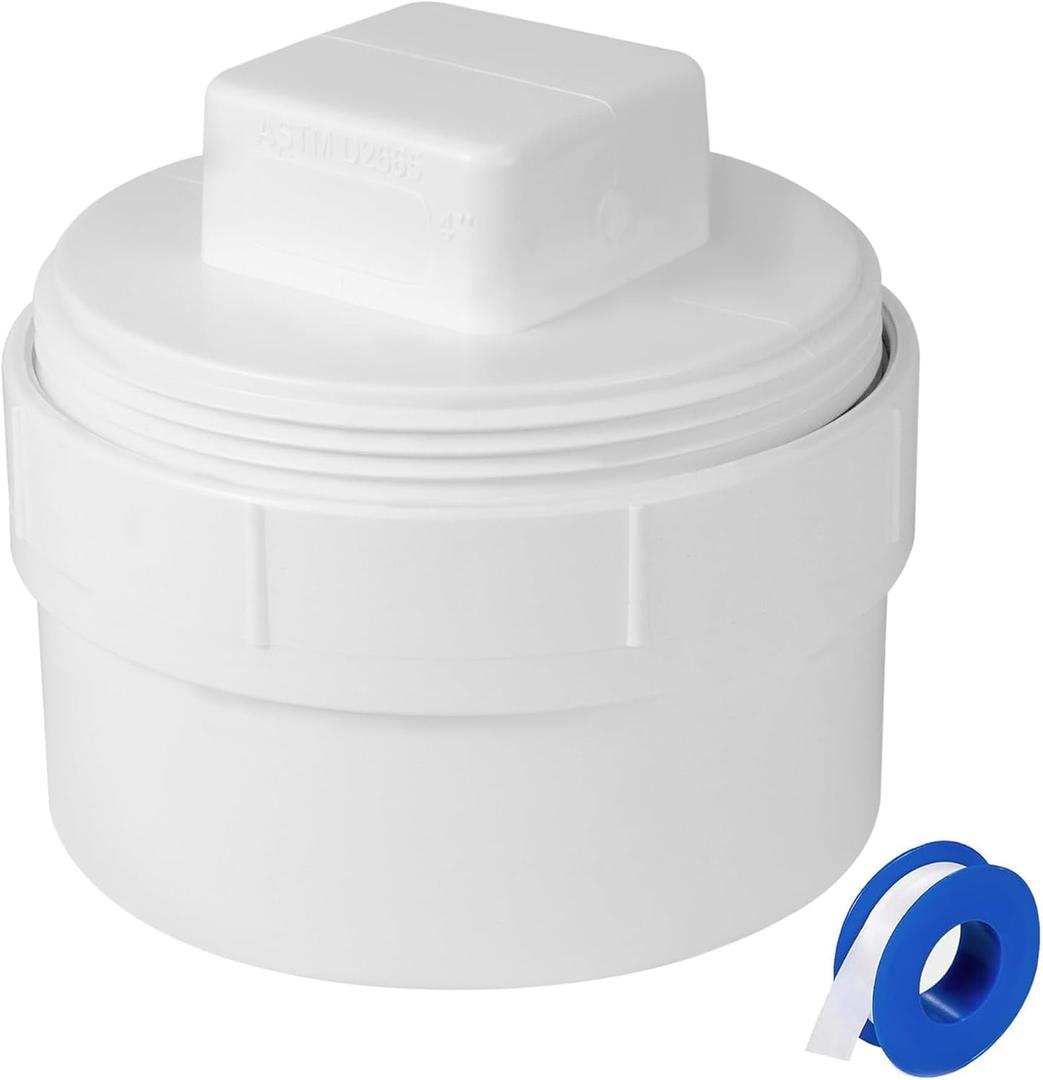 4" PVC Sewer Cleanout cap, DWV Flush Sewer Cleanout Adapter with Plug for Outdoor Garden,RV and More Drainage Piping Fitting