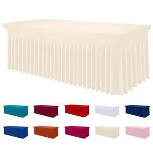 Smiry Spandex Tablecloth, Elastic Fitted Stretch Tablecloth for 6FT Rectangle Tables, Waterproof Washable Table Cover Skirt for Outdoor, Wedding, Banquet & Parties (Beige, 72Lx30Wx30H Inch)