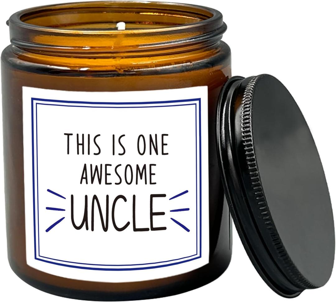 HIWX Best Uncle Scented Candle, Fathers Day Birthday Christmas Gifts for Uncle, Uncle Gifts from Niece, Best Uncle Gifts, Uncle Birthday Lavender,Vetiver, Sandalwood Scented 8oz Holders Candles Jar