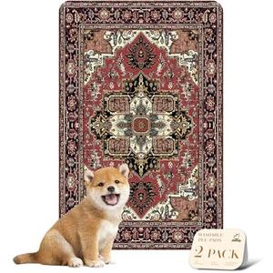 nunubaby Washable Pee Pads for Dogs, Stylish, Non-Slip and Leak-Proof Pee Pads. Reusable Potty Pads for Dogs for Crates and Floors.(Red/Rect, 24" x36" )