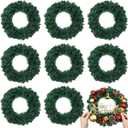 Zeyune Christmas DIY Green Wreath 14 Inch Artificial Christmas Wreaths Faux Plain Wreaths for Decorating Front Door Window Room Farmhouse Xmas Party Indoor Outdoor(Classic, 8 Pcs)