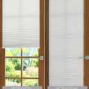 No Drill Cellular Shades for French Doors, Cordless Light Filtering Honeycomb Shades for Patio Door Privacy, Install with Adhesive Foam Tape OR Drillable Mount, 1 Pack, 22" W x 40" H, White