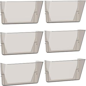 Clear Acrylic Single Pocket, Plastic Hanging Wall Mount File Holder for Office Home (Gray, 6 Pack)