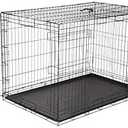 Amazon Basics Durable, Foldable Metal Wire Dog Crate with Tray, Double Door, 48 x 30 x 32.5 in, Black