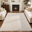 SHACOS Soft Cozy Fluffy Arch Pattern High-Low Pile Area Rugs 6'x9' Large Non Slip Washable Modern Geometric Rug Scandinavian Minimalist Carpet for Living Room Bedroom Dining Room, Beige