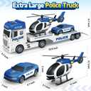 SpringFlower Toddler Boy Toys, 25" Large Police Truck Toy with Racing Car and Helicopter,3 in 1 Police Car Boy Toy, Christmas Birthday Gifts for Kids 3 4 5 6 Years Old
