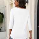 Zeagoo 3/4 Length Sleeve Womens Tops V Neck Shirt Dressy Casual Blouse Basic Tshirts 2026 Fashion Clothing S-2XL (White, L)