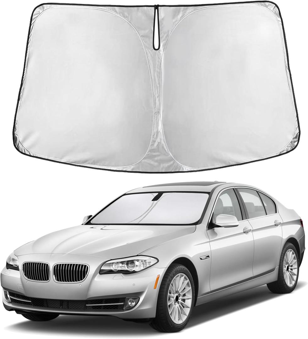 EcoNour Windshield Sunshade Compatible for BMW 5 Series 525i 520i 528i 530i 535d 535i 550i Series 2011-2014 2015 2016, Sun Visor for Window Sun Shade Cover, UV Protector, Car Accessories