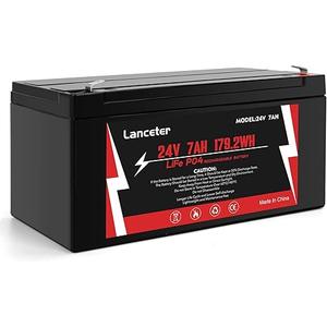 24V 7Ah/20hr LiFePO4 Lithium Battery for 24 Volt Power Wheels UTV Ride On Cars & Toys, Replacement for 12FM7 Battery