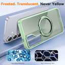 Oneagle 360 Spin Magnetic Stand for Samsung Galaxy S25 Edge Case Translucent [Fit for Magsafe], Matte Slim S25 Edge Phone Case 6.7" with [Rotatable Kickstand Ring] [15FT Mil-Grade Shockproof]-Green