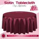 YMHPRIDE 10 Packs Satin Tablecloth 120 inch Burgundy Round Tablecloths, Overlay Satin Table Cover Bright Silk Tablecloth Smooth Fabric Table Decoration for Wedding Party Banquet Events