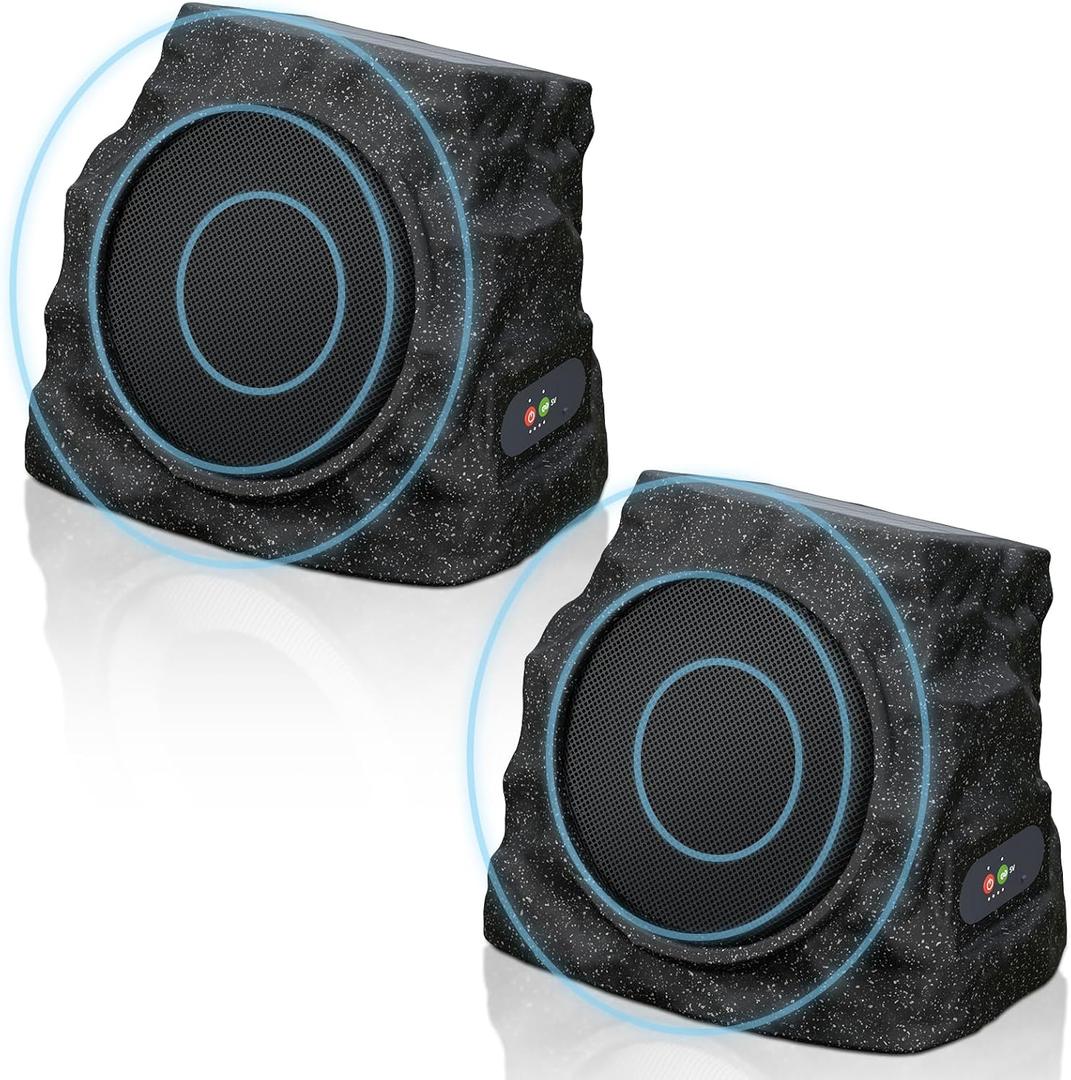 2-Pack Solar Powered Rock Speakers Outdoor Water-Resistant with Lights
3 Mode Lights Pair Function USB Rechargeable for Patio Pool Outside Garden Party