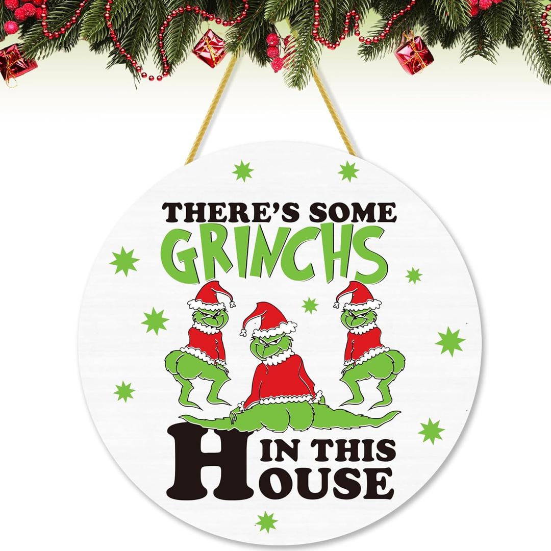 2 x Funny Christmas Decorations Hanging Signs Christmas Door Sign for Xmas Door Decorations (White)