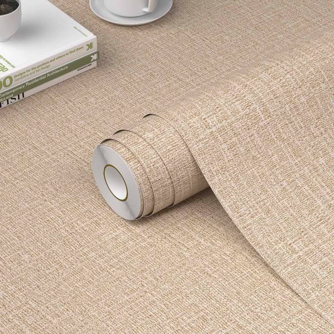 WADILE Grasscloth Peel and Stick Wallpaper 23.6 x 472 in Khaki