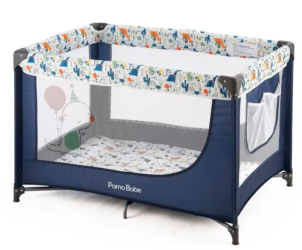 Pamo Babe Pack and Play Portable Crib Baby Playpen for Toddler Unisex Playard Foldable Baby Crib with Mattress Pad Lightweight Travel Playard Blue
